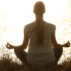 meditate, woman, yoga, zen, meditating, relax, relaxing, wellness, yoga pose, meditation, peaceful, silhouette, sunset, nature, tranquil, calm